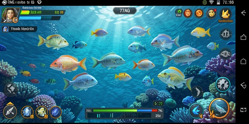 Tangkapan layar gameplay 77AG menampilkan aksi Tembak Ikan yang seru.
