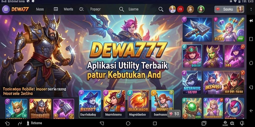 Screenshot utama DEWA777 menampilkan tampilan antarmuka aplikasi Utility.