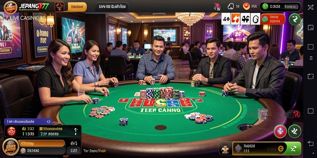 Tampilan gameplay Live Casino yang mendebarkan di JEPANG77.