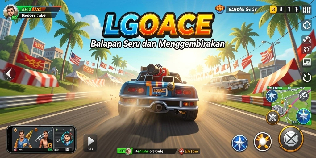 Tampilan gameplay LGOACE yang seru dan kompetitif dalam balapan.