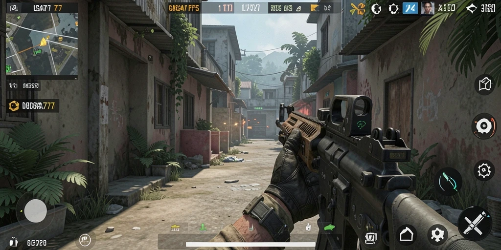 Tampilan menarik dari gameplay FPS yang intens di LUSA777.