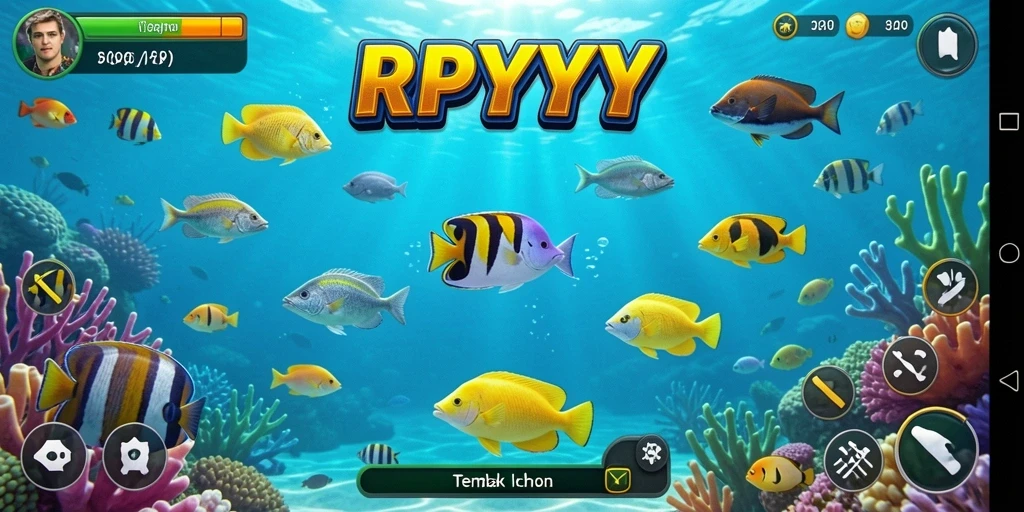 Tampilan gameplay seru dari RPYYY saat menembak ikan.