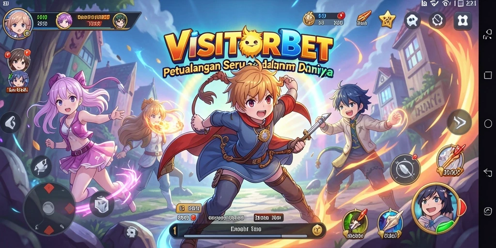 Tampilan gameplay VISITORBET dengan karakter anime yang memukau.